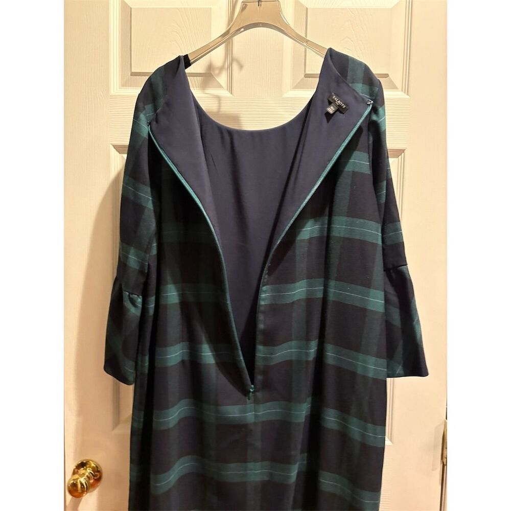 Talbots Women's Plus Size 16 Tartan Plaid Shift Dress 3/4 Sleeve - Picture 6 of 12
